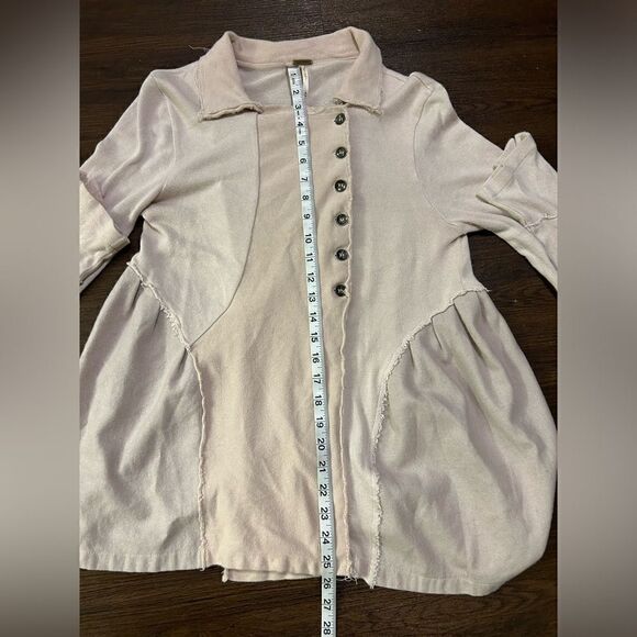 Free People distressed double breasted jacket cream blush size M BIN M - Picture 7 of 9